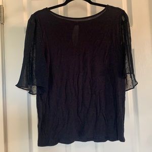 Loft Navy Blue Flounce Top